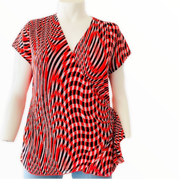 Worthington Tops - $5 FINAL CLEARANCE!! PLUS Worthington Orange & Black Bold Print Faux Wrap Blou1X